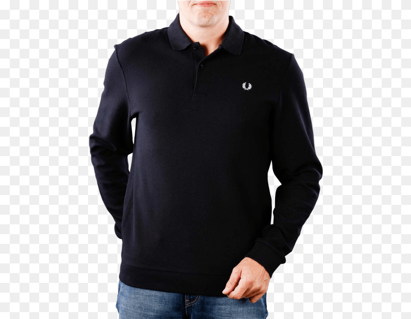 Fred Perry Honeycomb Texture Polo Black, Clothing, Fleece, Knitwear, Long Sleeve Clipart PNG
