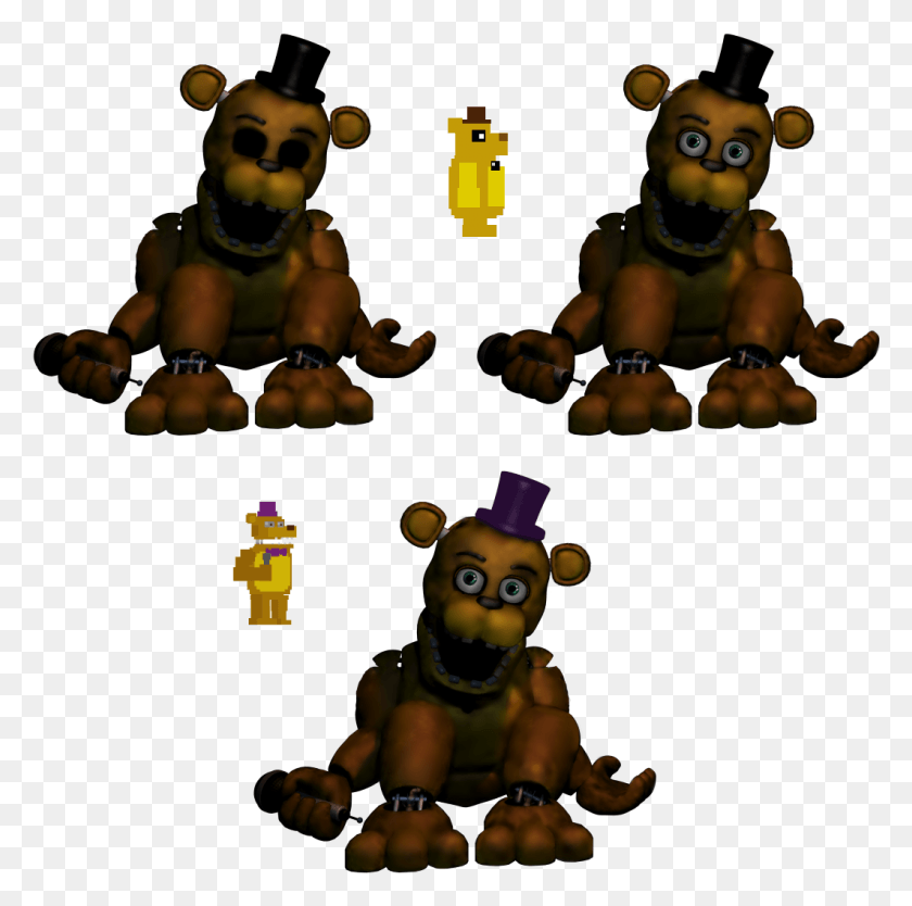 1062x1054 Fredbear Variations Fnaf 2 Withered Golden Freddy Full Body, Figurine, Super Mario, Toy HD PNG Download