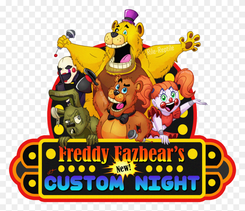 1007x857 Freddy Fazbears39s New Custom Night Poster By Rile Reptile Cartoon, Graphics, Text HD PNG Download