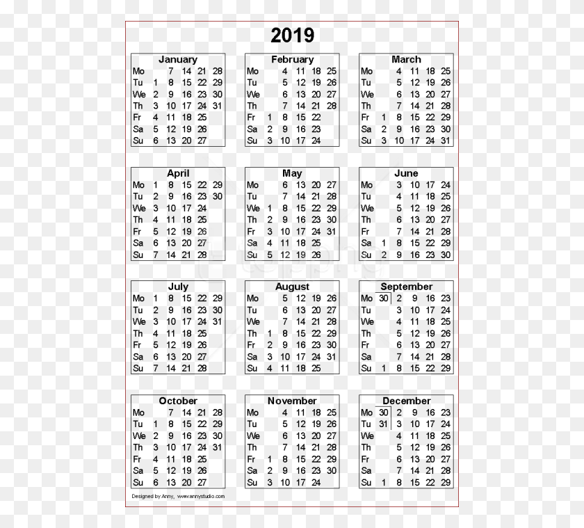 480x699 Free 2019 Calendar Templates Images 2019 Fiscal Week Calendar, Word, Text, Number HD PNG Download