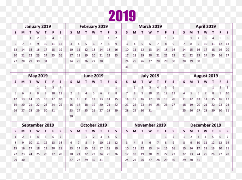 818x591 Free 2019 Calendar Wallpaper Images Pdf 2019 Printable Calendar, Text, Menu HD PNG Download
