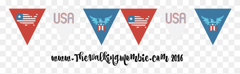 1687x438 Free 4th Of July Clipart Usa Flag Bunting Poster, Triangle, Plectrum, Heart HD PNG Download