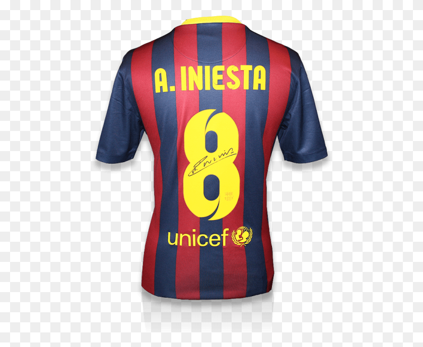 480x629 Free Andres Iniesta Signed Home Shirt In Stadium Andres Iniesta Firma, Clothing, Apparel, Jersey HD PNG Download