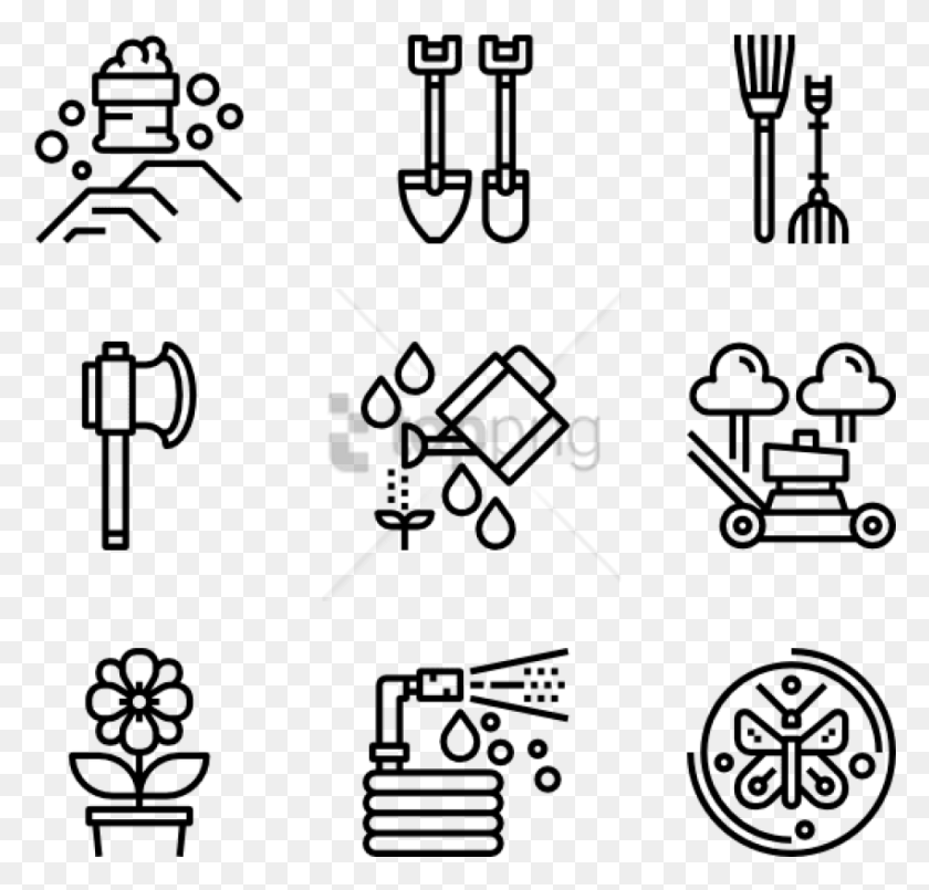 850x812 Free Banner Stock Farm Icons Free Garden Tools Design Icon, Text, Stencil, Label HD PNG Download