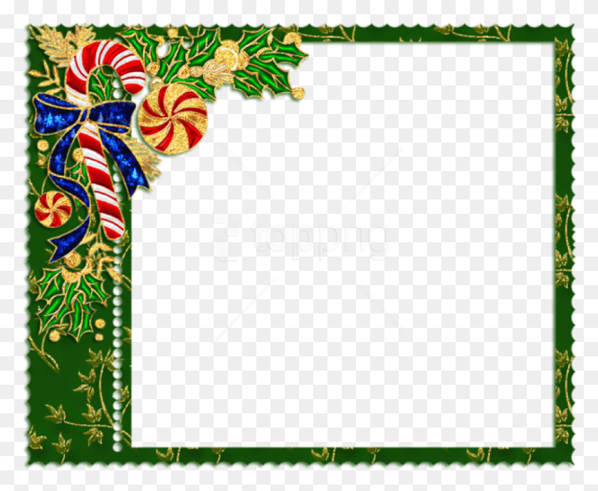 844x681 Descargar Png Marco De Navidad Verde, Bordes De Bastón De Caramelo De Navidad, Gráficos, Diseño Floral Hd Png