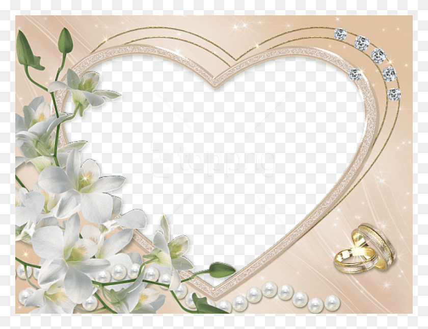 850x638 Free Best Stock Photos Heart Wedding Flower Transparent Marcos Para Fotos De Boda, Graphics, Floral Design Hd Png Download