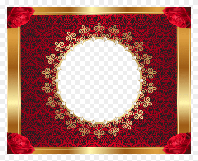 850x680 Descargar Png Gratis Best Stock Photos Red And Goldframe With Roses Happy Diwali Whatsapp Dp, Alfombra, Rosa, Flor Hd Png