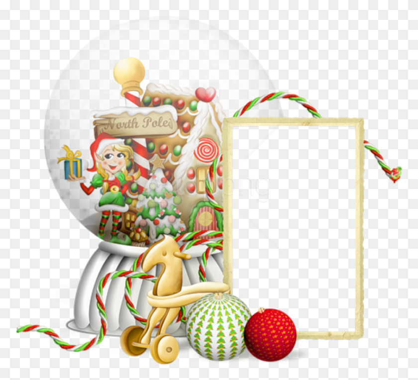 841x760 Free Best Stock Photos Transparent Christmasframe Christmas Snow Globe Frame, Food, Text, Sweets Hd Png Скачать