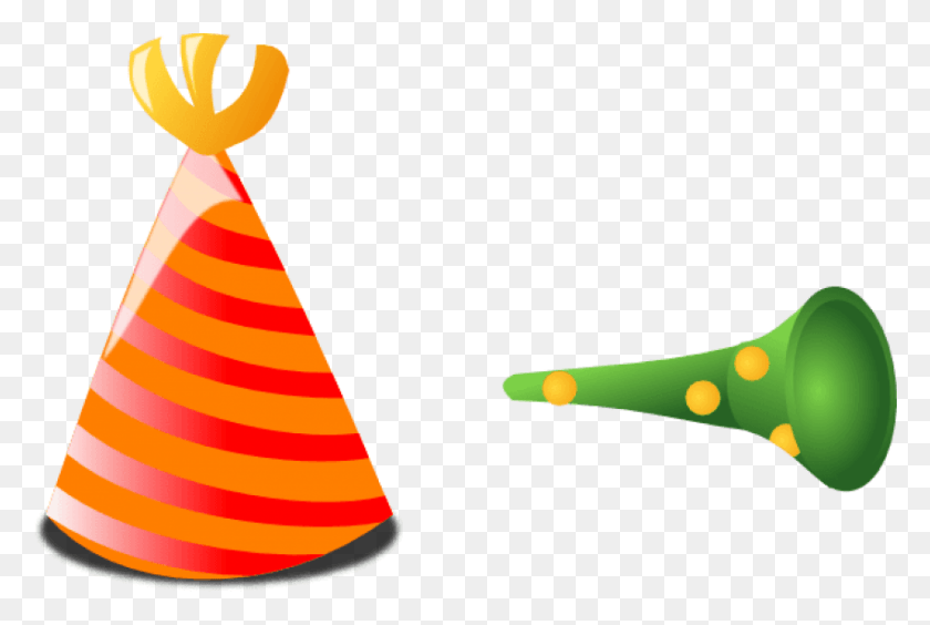 850x550 Free Birthday Horn Images Background Party Horn Transparent Background, Clothing, Apparel, Party Hat HD PNG Download