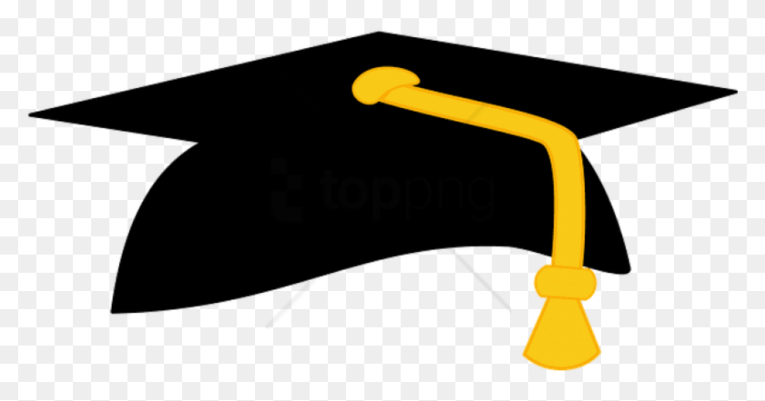 850x416 Descargar Png / Sombrero De Graduación Negro Y Dorado Png