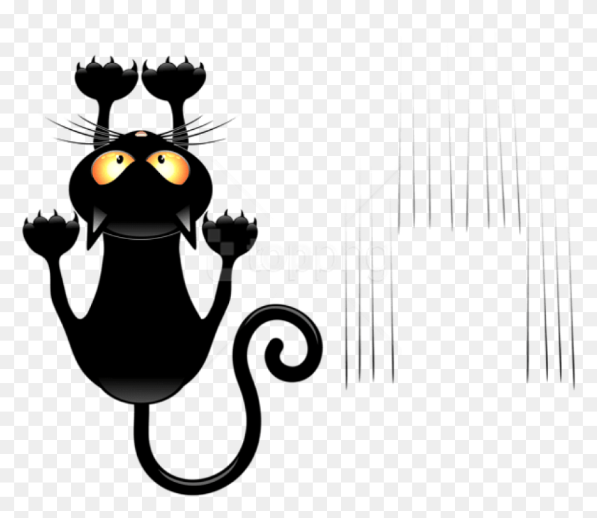 820x705 Free Black Cat And Scratches Transparent Cat Scratching Vector, Animal, Wasp, Bee HD PNG Download