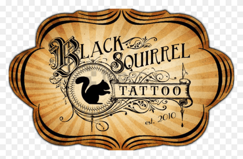 850x536 Free Black Squirrel Tattoo Image With Transparent Black Squirrel Tattoo, Text, Label, Symbol HD PNG Download