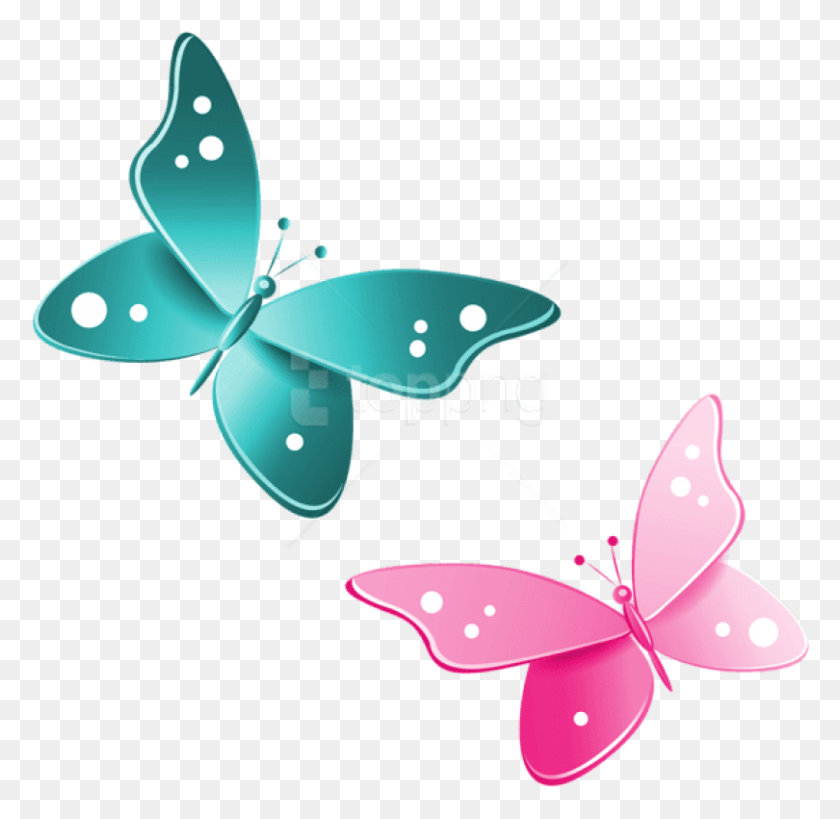 810x789 Free Blue And Pink Butterflies Clipart Butterfly Clipart Transparent, Graphics, Floral Design HD PNG Download