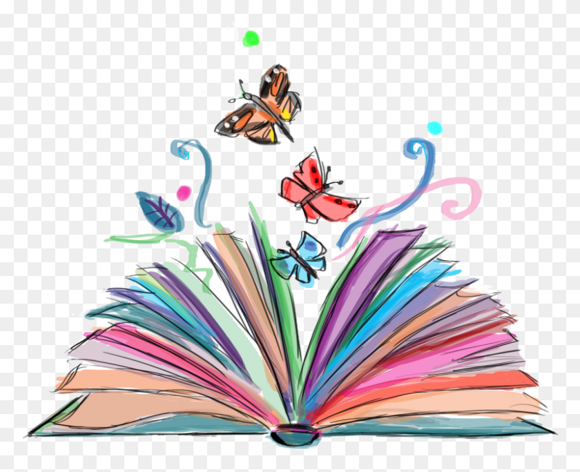 799x640 Descargar Png Libros Promoción Mariposas Volando De Un Libro, Gráficos, Diseño Floral Hd Png