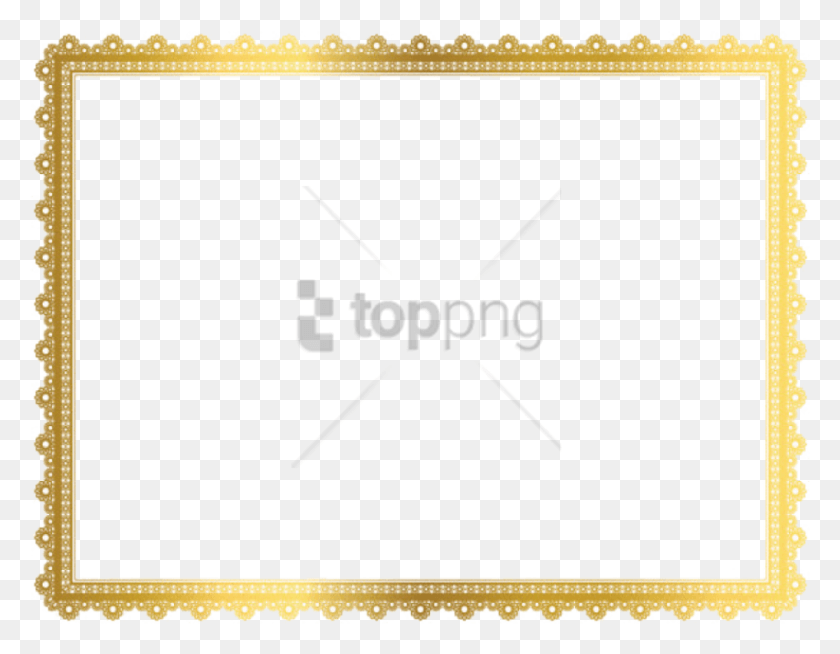 850x648 Free Border Golden Frame Image With Transparent Gold Border Frame, Text, Label, Lace HD PNG Download