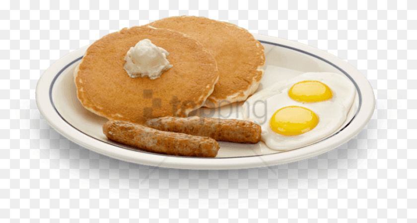 836x417 Бесплатное Изображение Завтрак С Прозрачным Фоном Блины Яйца И Колбаса, Яйцо, Еда, Хлеб Png Скачать
