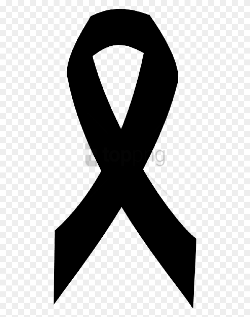 480x1006 Free Breast Cancer Ribbon In Black Black And White Cancer Ribbon Vector, Tie, Accessories, Accessory HD PNG Download