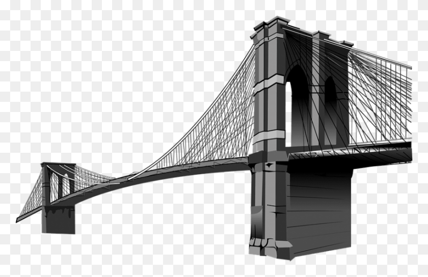 851x529 Free Brooklyn Bridge Clipart Photo Brooklyn Bridge File, Building, Bridge, Suspension Bridge HD PNG Download