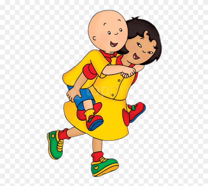 480x690 Free Caillou On Sarah39s Back Clipart Caillou Sarah, Coat, Clothing, Apparel HD PNG Download