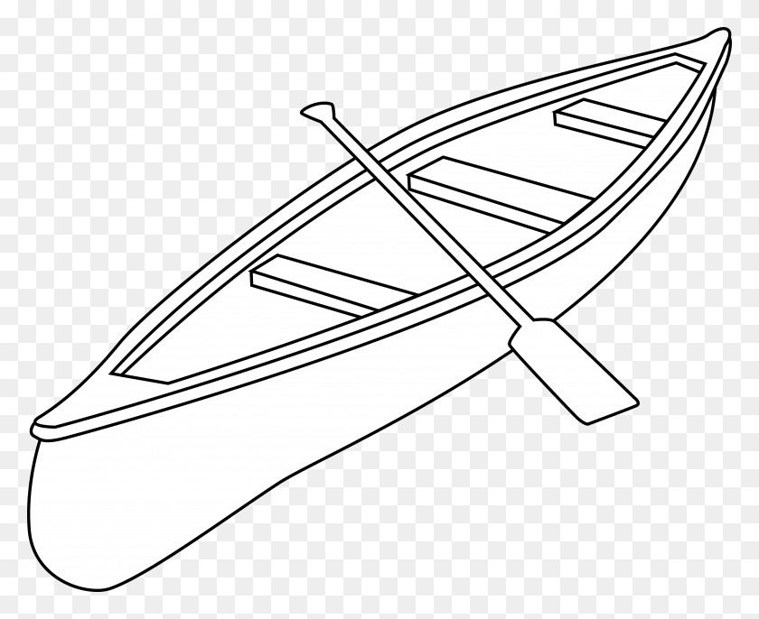 6739x5417 Free Canoe Clip Art Black And White Outline Canoe Black And White, Boat, Vehicle, Transportation HD PNG Download