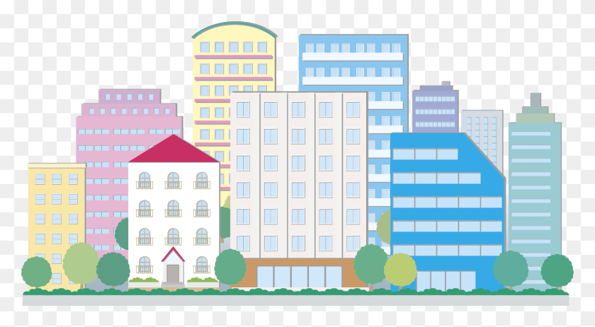 1677x865 Free Cartoon Illustration Transprent Free Cartoon Transparent Buildings, Neighborhood, Urban, Building Descargar Hd Png