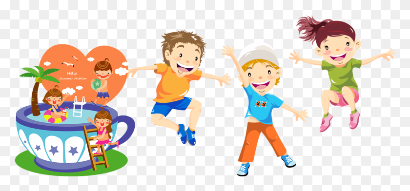1097x468 Free Cartoon Kids Playing Images Background Happy Children, Person, Human, People HD PNG Download