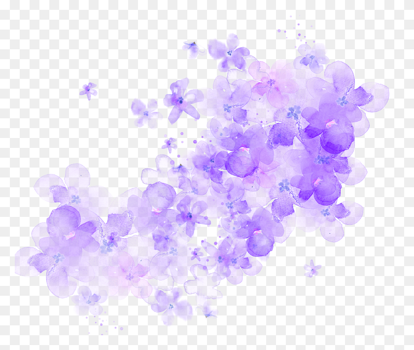 1920x1602 Цветочная Вишня Акварельный Цветок Прозрачные Акварельные Цветы Фиолетовый, Узор, Орнамент, Фрактал Png Скачать