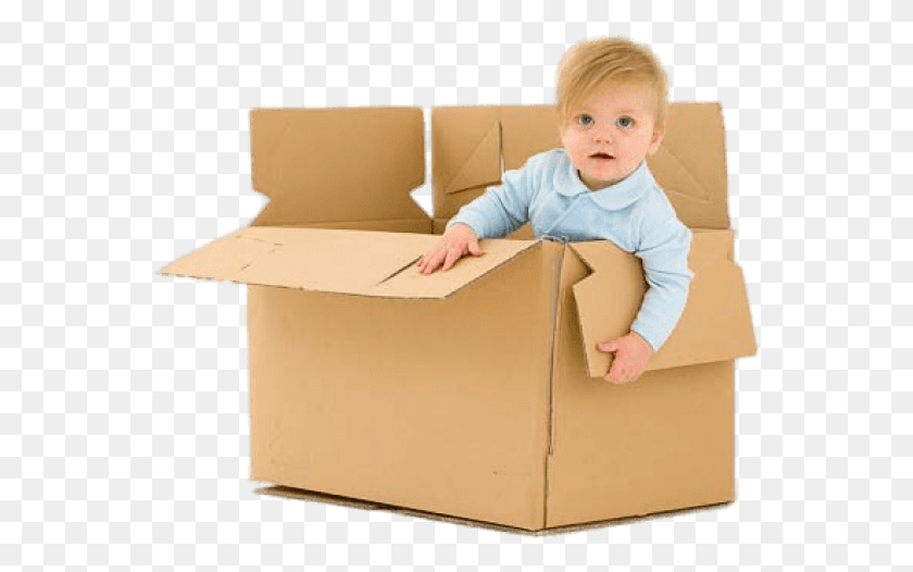 558x466 Free Child In Cardboard Box Images Baby In Carton Box, Person, Human, Cardboard HD PNG Download