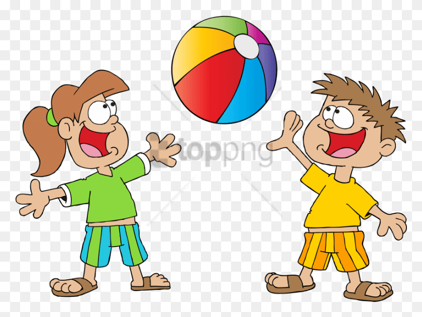 851x622 Free Children Vector Image With Transparent Kids Playing With Beach Ball Clipart, Person, Human, Juggling HD PNG Download