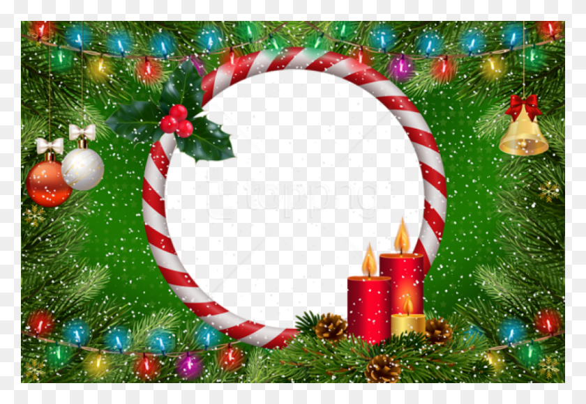 850x567 Free Christmas Frame Green Transparent Background Christmas Ornament, Tree, Plant, Ornament HD PNG Download