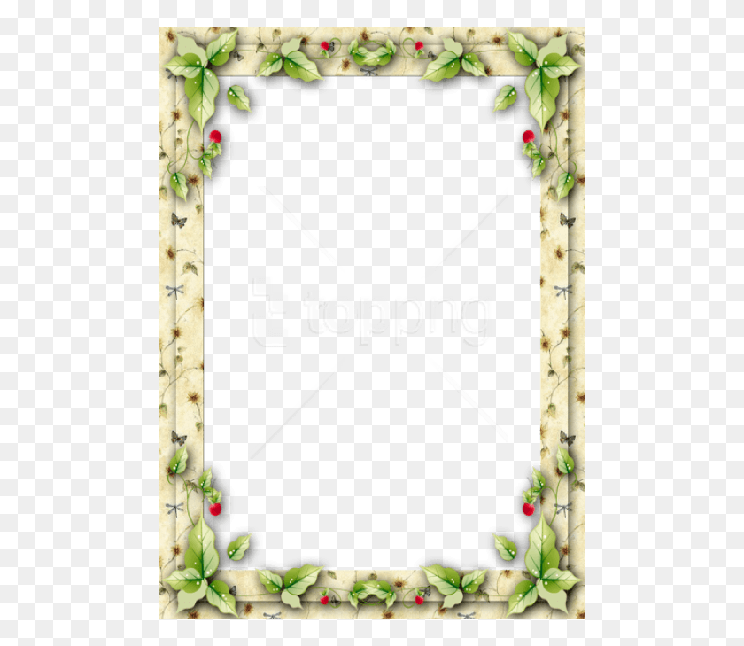 480x669 Free Christmas Frame With Mistletoe Leaves Background Papier Lettre Noel Imprimer, Plant, Flower, Blossom HD PNG Download