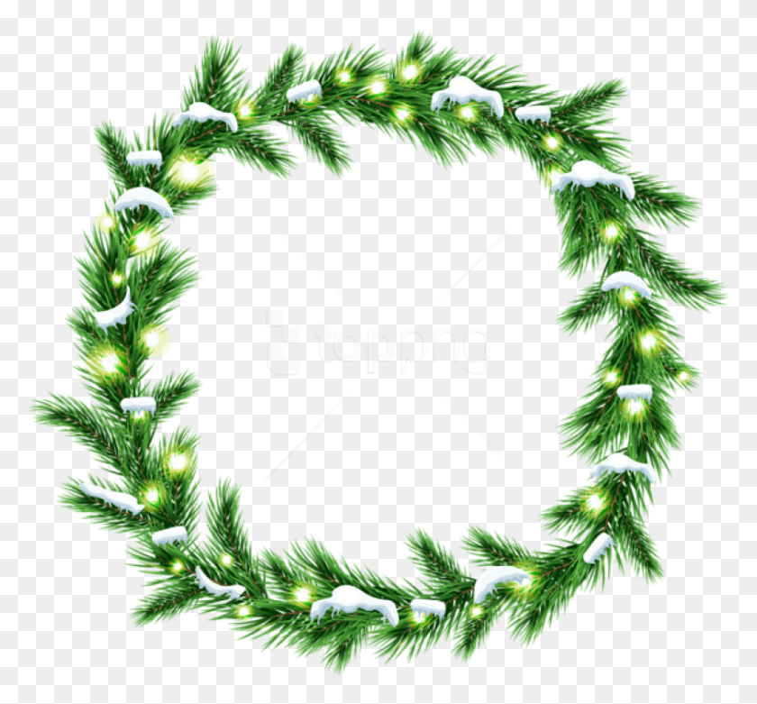 843x780 Free Christmas Snowy Wreath Illustration, Green HD PNG Download