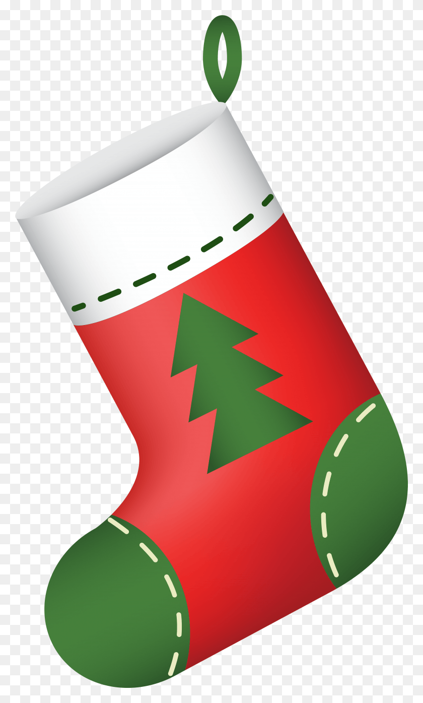 4645x7951 Free Christmas Stocking Red Green Christmas Socks Clipart, Stocking, Gift HD PNG Download