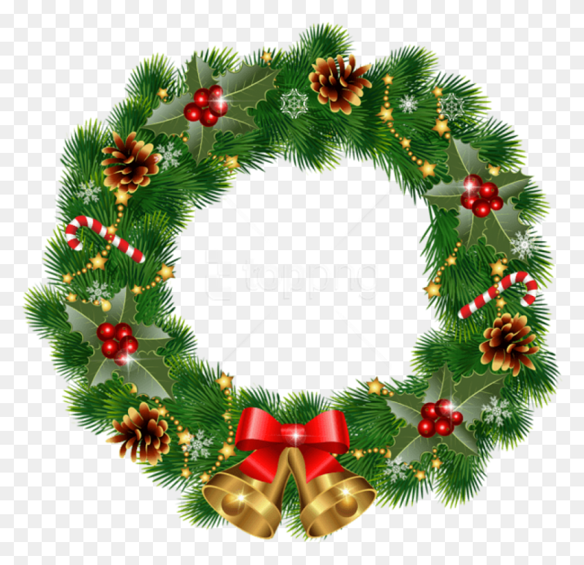 841x812 Free Christmas Wreath With Bells Images Transparent Christmas Wreath Clipart, Christmas Tree, Tree, Ornament HD PNG Download