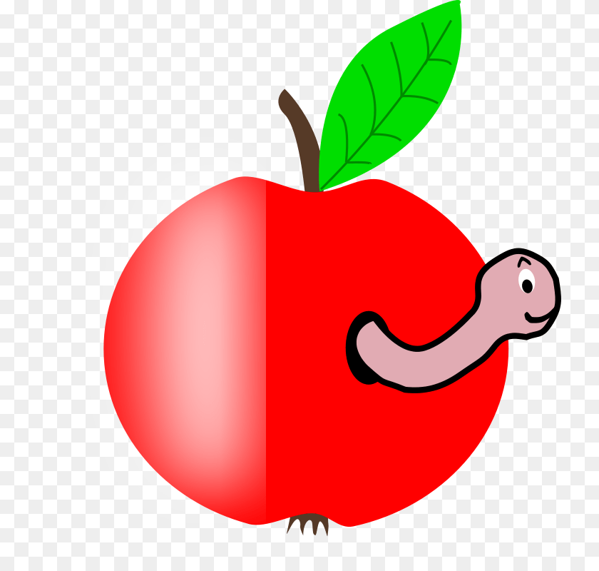 734x800 Free Apple Red With A Green Leaf With Funny Worm, Plant, Food, Fruit, Produce Clipart PNG