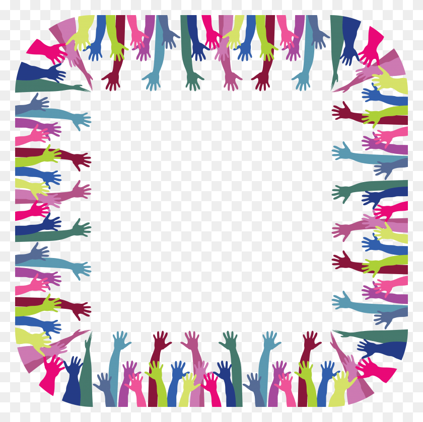 4000x4000 Free Clipart Of A Frame Of Hands Hands Frame Clipart, Purple, Graphics HD PNG Download