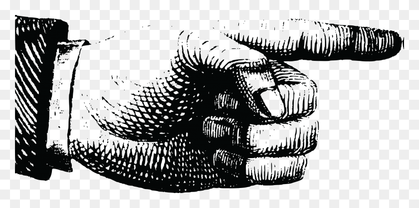 4000x1835 Free Clipart Of A Hand Pointing Vintage Pointing Hand, Fish, Animal, Alien HD PNG Download