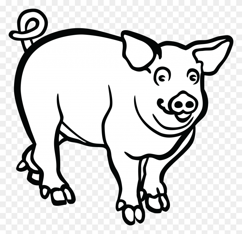 4000x3862 Free Clipart Of A Pig Pig Clipart Black And White, Mammal, Animal, Hog HD PNG Download