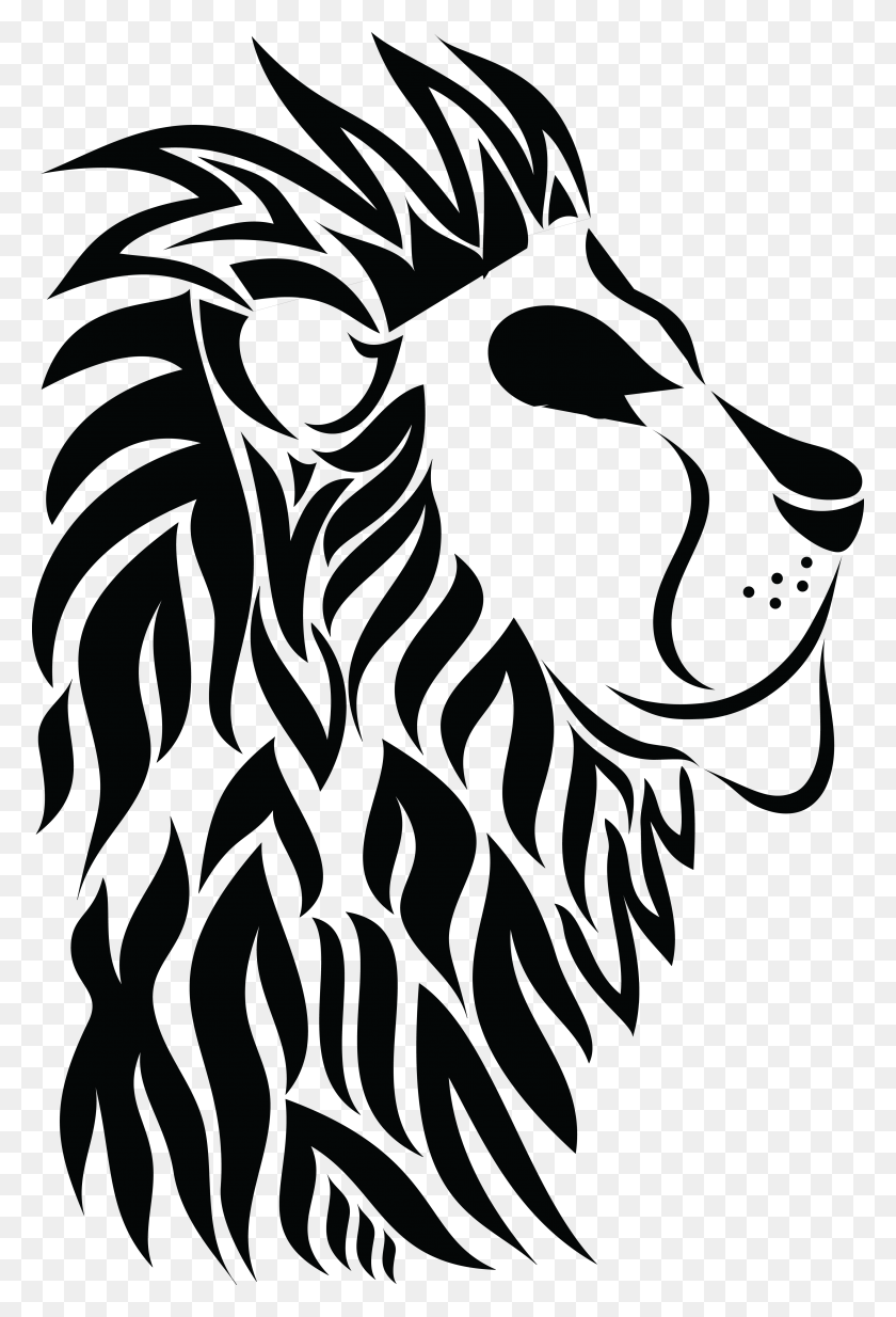 4000x6022 Free Clipart Of A Profiled Male Lion Black And White Lion Scroll Saw Patterns Free, Graphics, Stencil HD PNG Download