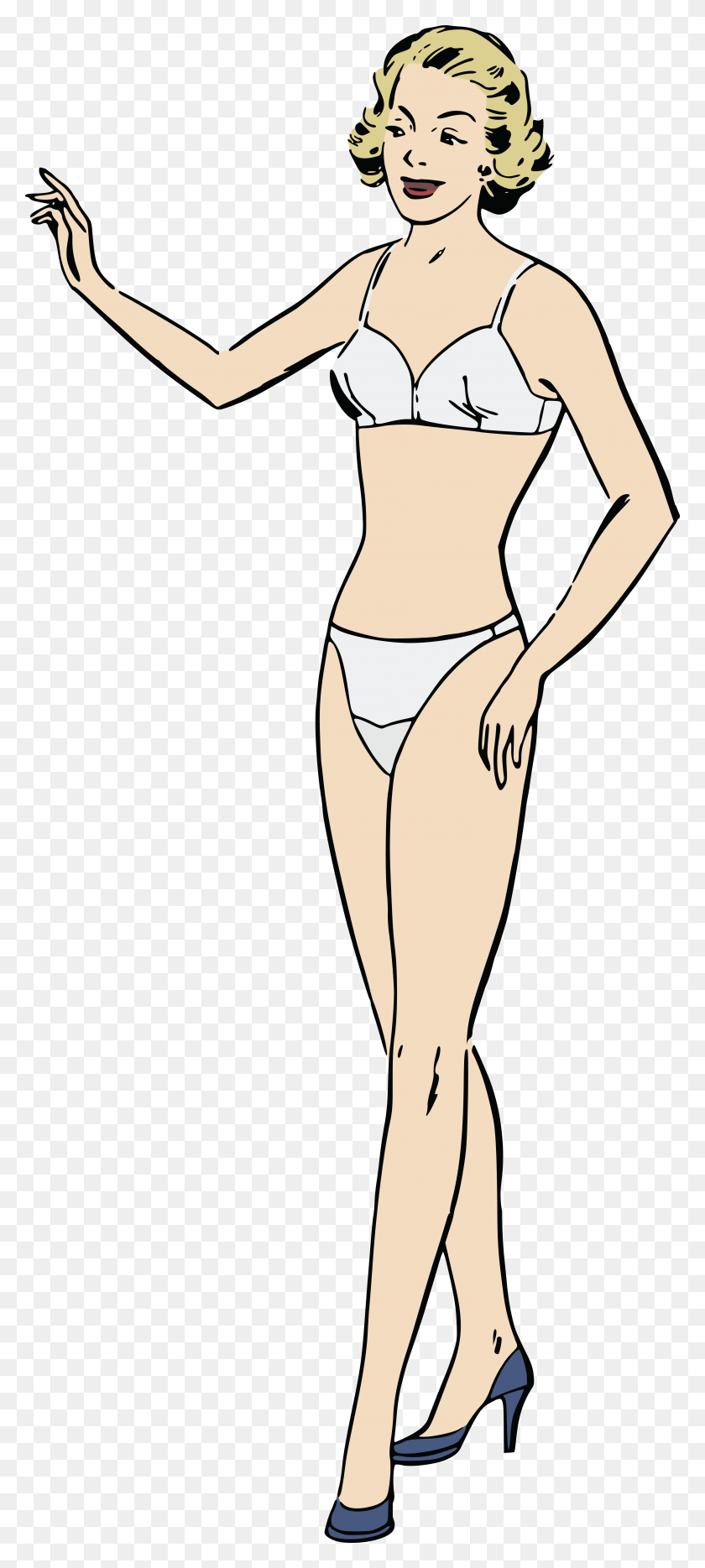 3448x8000 Free Clipart Of A Retro Blond Female Model In Undergarments Woman In Underwear Clipart, Clothing, Apparel, Lingerie HD PNG Download