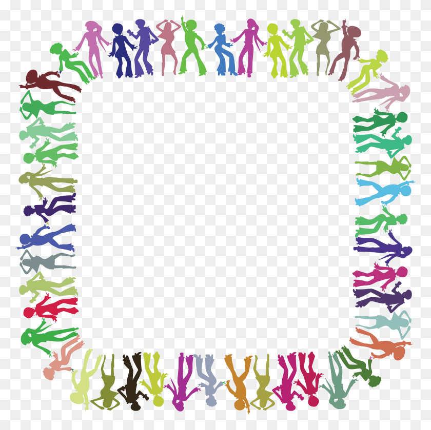 4000x4000 Free Clipart Of A Square Border Frame Of Colorful Disco Nice Clipart Dance Frames, Text, Label, Rug HD PNG Download