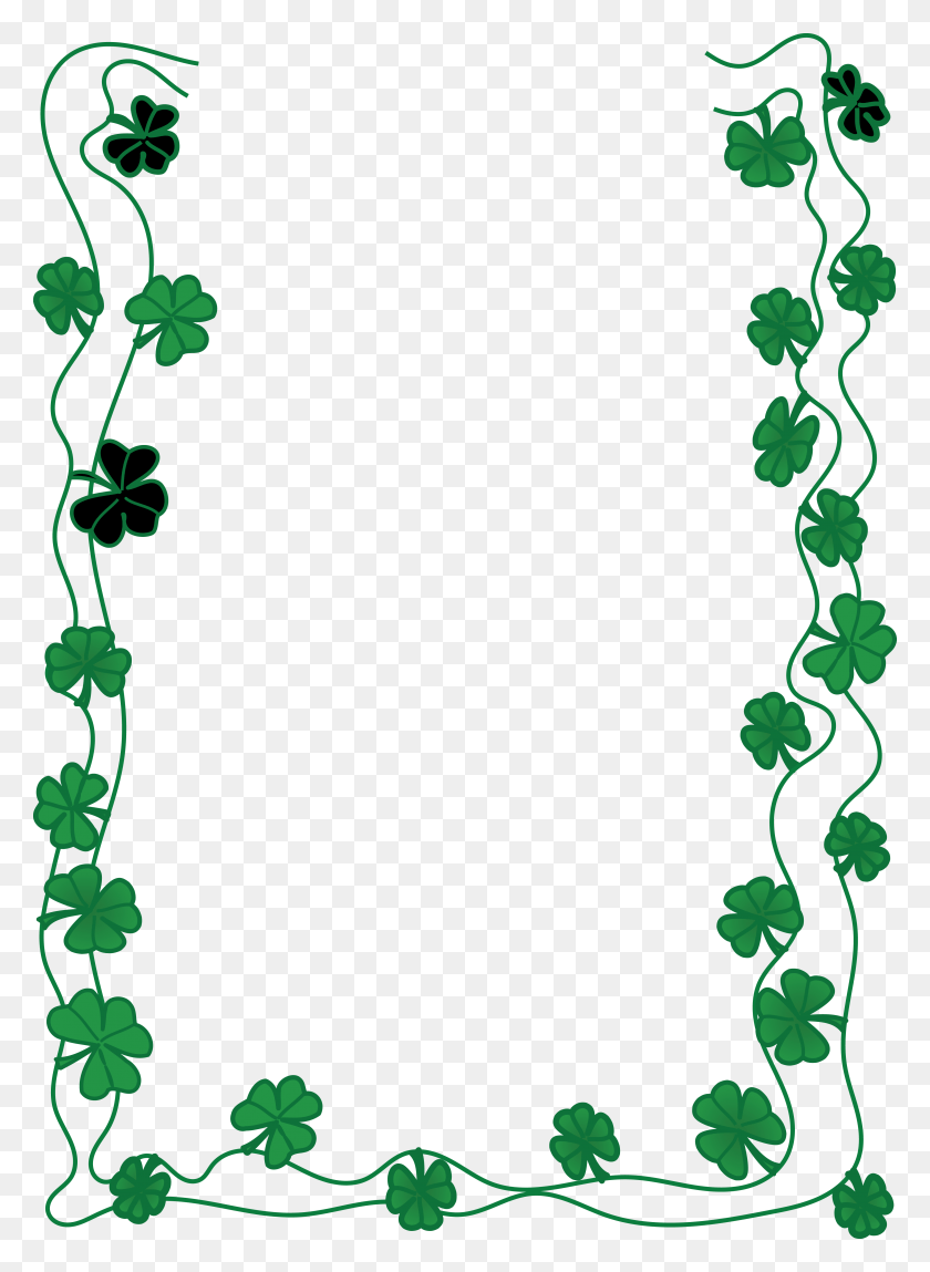 4000x5589 Free Clipart Of A St Patricks Day Shamrock Clover Border St Patricks Day Border Transparent Background, Plant, Vine, Rug HD PNG Download