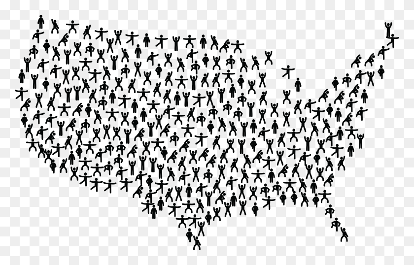 4000x2455 Free Clipart Of A United States Map Of Fitness People People Of The United States Clip Art, Text, Crowd, Gray HD PNG Download