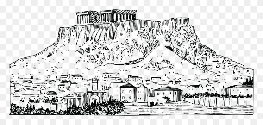 4000x1735 Free Clipart Of Athens Greece Greece Clipart Black And White, Text, Nature, Outdoors HD PNG Download