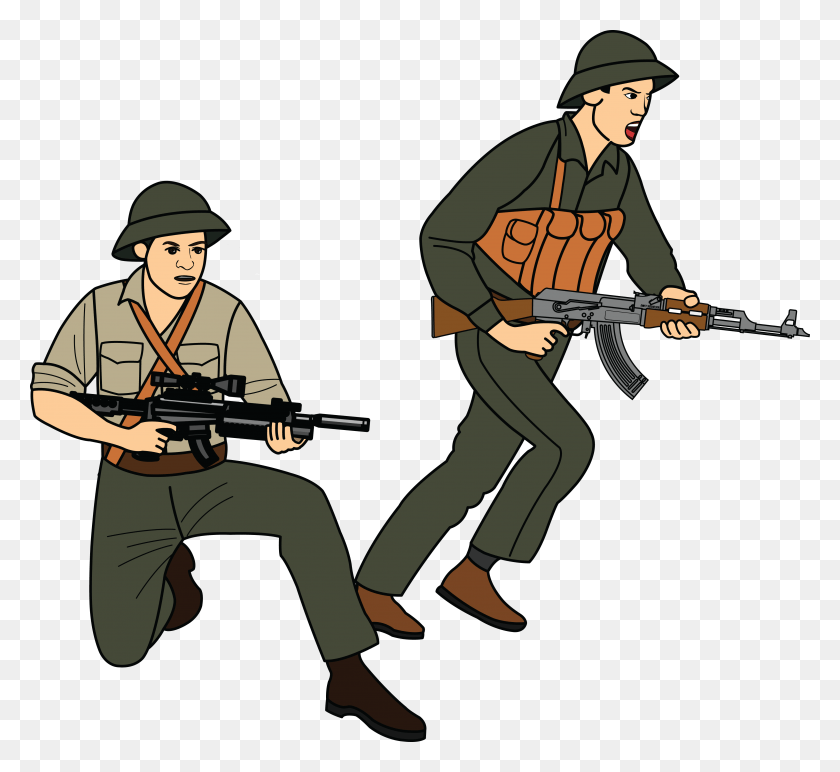 4000x3656 Free Clipart Of Soldiers At War Viet Cong Soldado, Persona, Humano, Arma Hd Png
