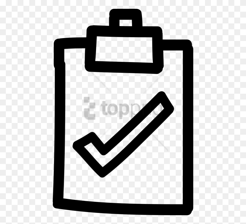 480x705 Free Clipboard With Checkmark Hand Drawn Symbol Concluso, Label, Text, Stencil HD PNG Download