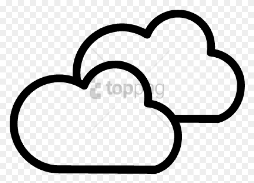 850x596 Free Cloudy Weather Symbol Image With Transparent Two Clouds Clip Art, Heart, Stencil, Text HD PNG Download