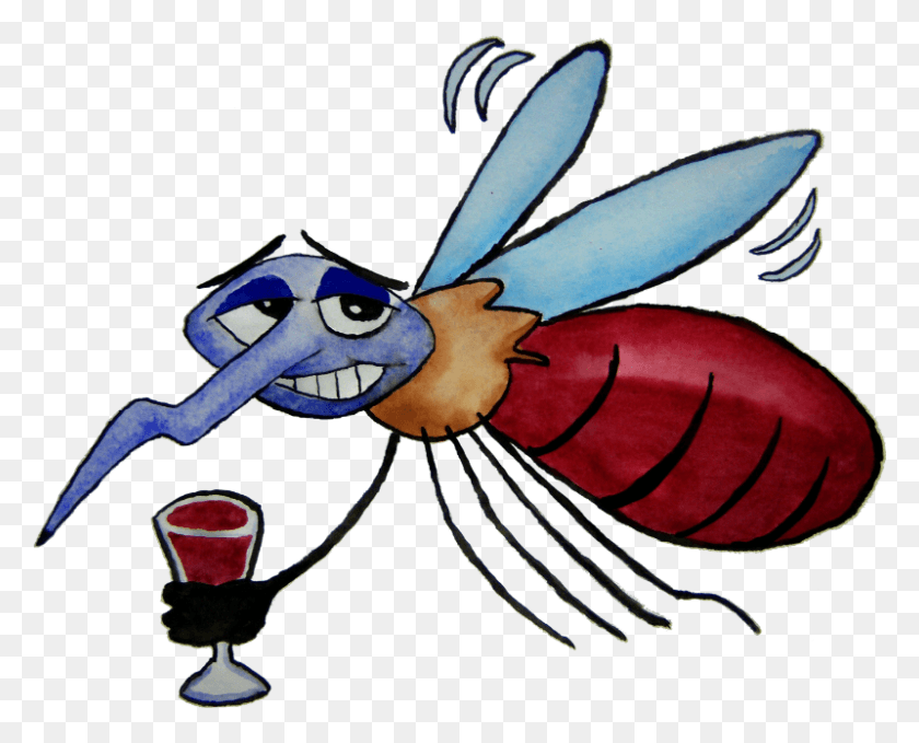 800x635 Free Cocktail Adamsart Mosquitodrunk Mosquitoes Cartoon, Insect, Invertebrate, Animal HD PNG Download