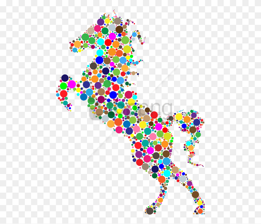 480x661 Free Colorful Floral Design Image With Horse, Graphics, Confetti HD PNG Download