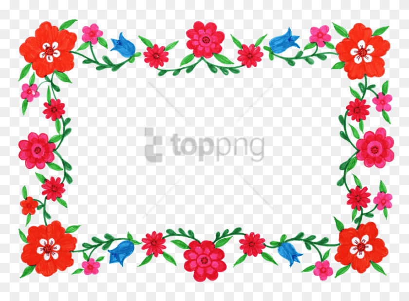 850x609 Free Colorful Floral Design Image With Rectangle Floral Design Frame, Graphics, Pattern HD PNG Download